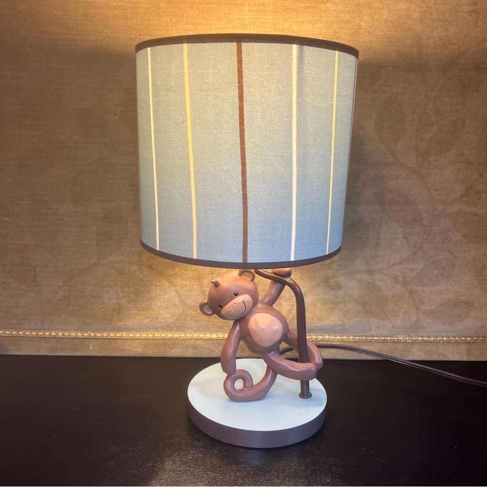 Lambs & Ivy Lamp Monkey Giggles Nursery Original Shade & Box + Pacifier Holder